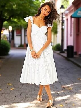 🤍🌸 **Lilly Pulitzer Lantana Eyelet Midi Dress – Fresh, Feminine & Perfect** 🌸